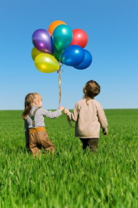 children hands balloon